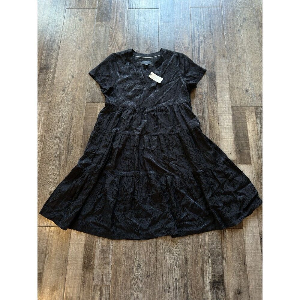Anthropologie Maeve NWT Sacha Jacquard Tiered Tunic Mini Dress Black Small - Picture 3 of 6